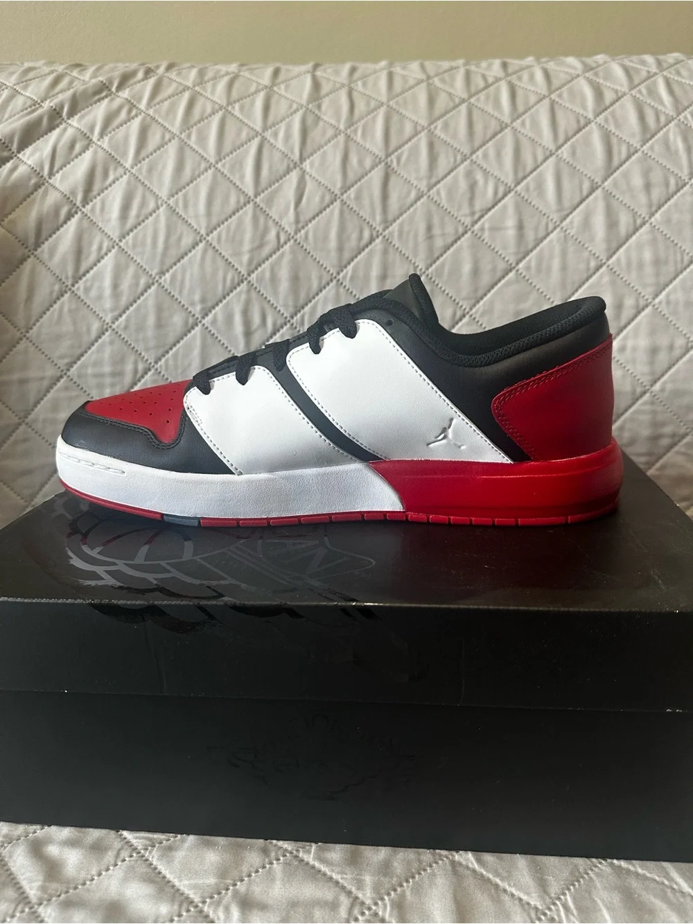 NEW Jordan Nu Retro Low-Top Sneakers in Red, Black & White